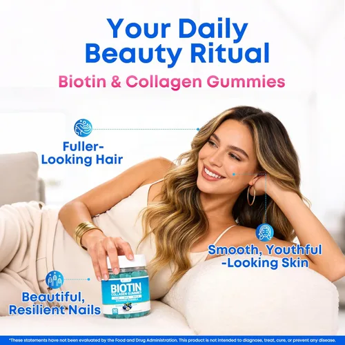 Miniatura 2 de Gomitas de biotina de 15,000 mcg con colágeno y queratina, gomitas 13 en 1 para la piel y las uñas para mujeres y hombres, crecimiento del cabello