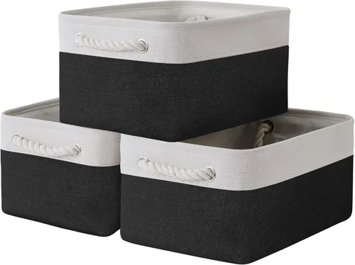 Miniatura 90 de TheWarmHome Contenedores de almacenamiento para estantes, tamaño mediano, 3 unidades, 13.8 pulgadas de largo x 9.8 pulgadas de ancho x 6.7 pulgadas
