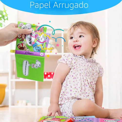Miniatura 3 de OKOOKO 12 libros suaves para bebés, libros de tela suave, juguetes de baño, arrugados, lavables, no tóxicos, educación temprana, juguete