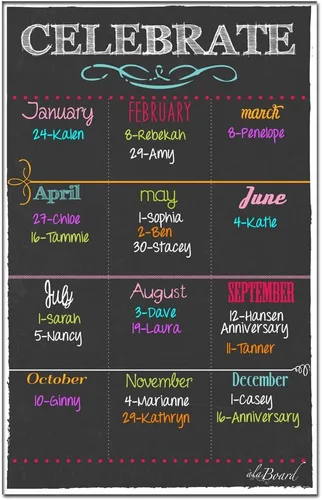 Calendario magnético de borrado en seco de cumpleaños, color negro, cumpleaños para recordar, calendario magnético para refrigerador, calendario de