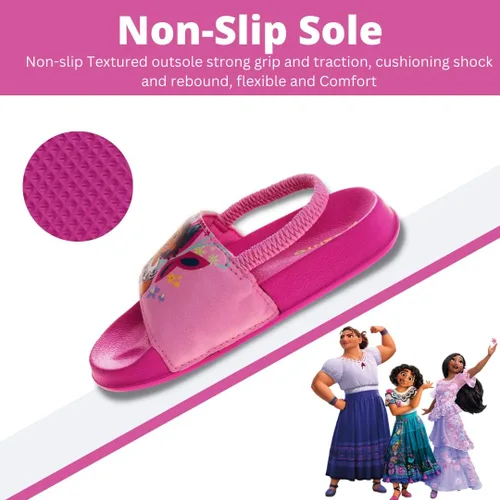 Miniatura 4 de Disney Minnie Mouse, Encanto, Mickey, Lightning McQueen, Frozen Elsa Anna Girl - Sandalias de verano para niños con correa trasera para la playa