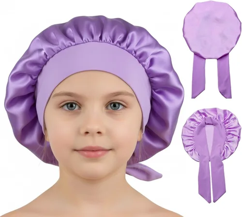 Miniatura 11 de Gorros de satén para niñas para niñas, gorro de satén para dormir, gorro de noche de seda