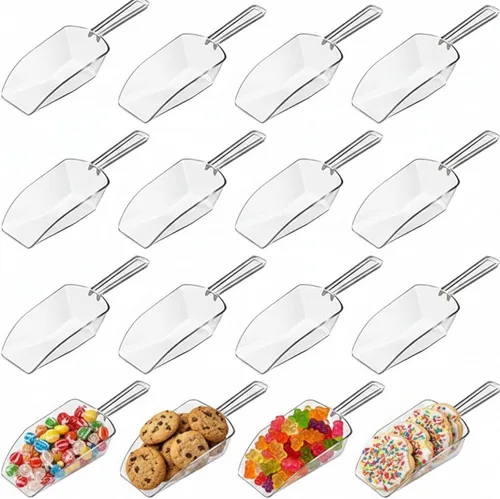 Miniatura 5 de HESTYA 8 cucharadas de plástico transparente multiusos para dulces, bufé, acrílico, cocina, hielo, palomitas de maíz para proteínas en polvo