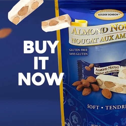 Miniatura 7 de Golden Bonbon Caramelo italiano suave de turrón de almendras, masticables empaquetados individualmente, turrón sin gluten, lleno de almendras