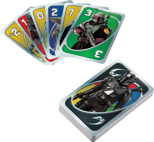 Miniatura 3 de UNO Star Wars The Mandalorian en lata de almacenamiento, cubierta temática y regla especial, regalo para niños, adultos y noches de juego