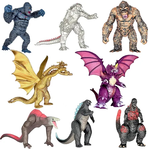 Miniatura 7 de TwCare Juego de 10 juguetes Godzilla x Kong: El Nuevo Imperio, figuras de acción de dinosaurios y dragones, Evolved Basic Exquisite Battle Roar