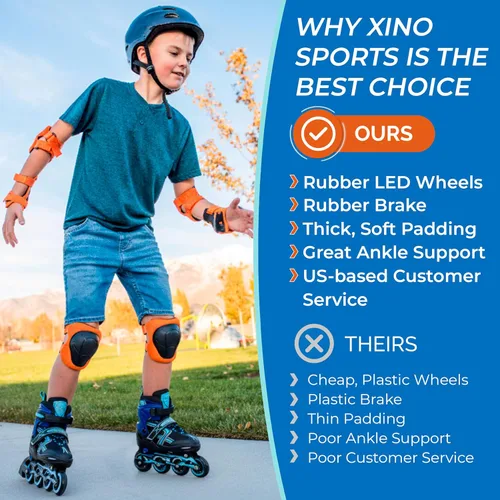 Miniatura 2 de Xino Sports Patines en línea para niños y niñas – Patines ajustables con ruedas iluminadas LED – Patines juveniles para interiores y exteriores