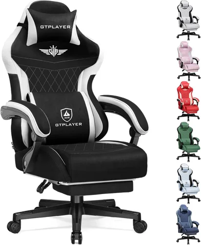 GTPLAYER Silla de juegos con reposapiés, silla de juegos grande y alta, silla de oficina de computadora con soporte lumbar para adultos, silla
