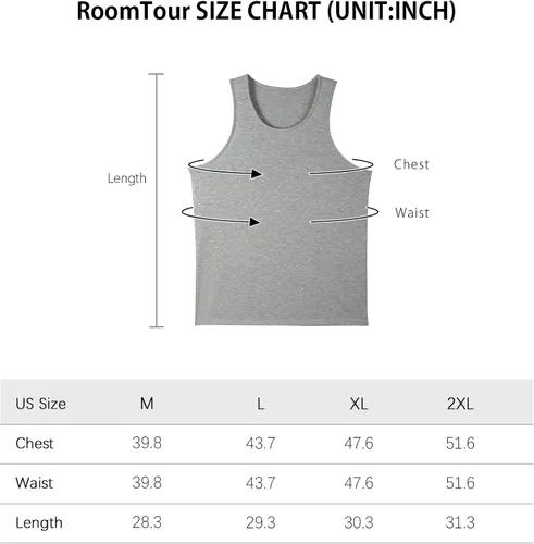 Miniatura 2 de RoomTour Camiseta sin mangas para hombre, cuello redondo, ligera, paquete de 3