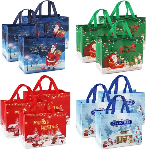 Miniatura 13 de PARSUP 16 bolsas grandes de regalo de Navidad, bolsas de mano con asas, bolsas de regalo de Navidad, bolsas de Navidad multifuncionales no tejidas