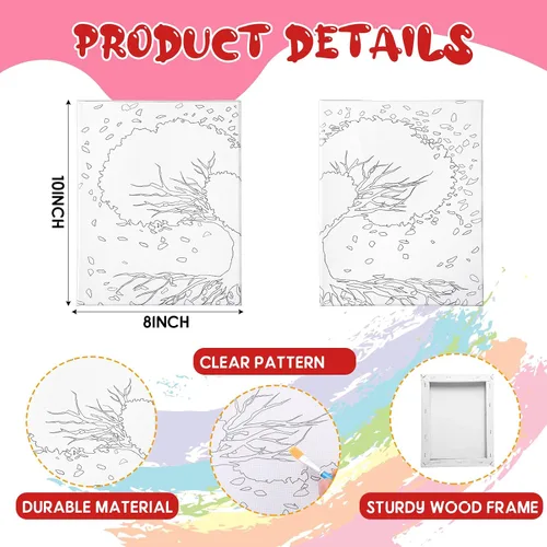 Miniatura 2 de Zhanmai 112 Piezas Kit de Sorber y Pintar para Adultos Noche de Cita Lienzo Predibujado Kit de Pintura para Parejas Pintura en Lienzo Arte