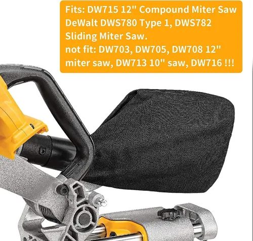 Miniatura 4 de Bolsa de polvo para sierra ingletadora N126162 Bolsa de recogida de polvo para sierra de mesa Dewalt B&D DW715 DW713 DW716 DW716XPS DWS782 DWS780