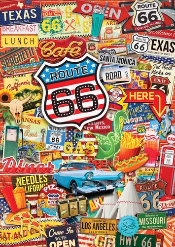 Miniatura 2 de Masterpieces Rompecabezas de 1000 piezas con estuche de lata coleccionable - Route 66 - 11.25"x16.75