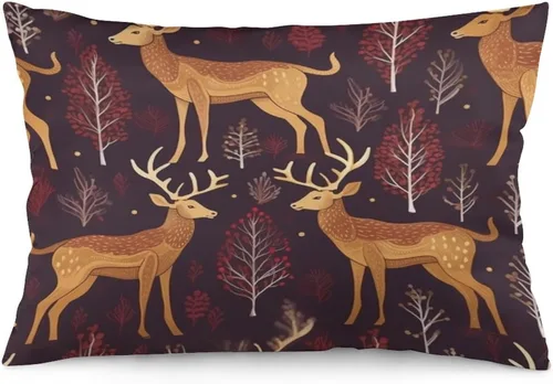 Miniatura 9 de Fundas de almohada refrescantes con diseño de reno burdeos, fundas de almohada lumbar para exteriores con cremallera invisible, funda de almohada