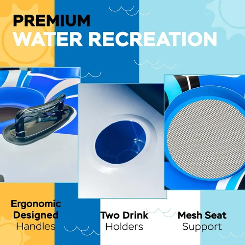 Miniatura 2 de Sunlite Sports Balsa de río inflable para 2 personas, flotador de agua para descansar sobre el lago y el río, tubo de agua al aire libre, diversión