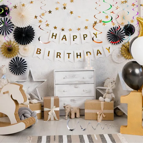 Miniatura 7 de MECCANIXITY 18 espirales colgantes de doble tira negra para fiesta, decoración colgante de 27.6 pulgadas, serpentinas de techo de plástico