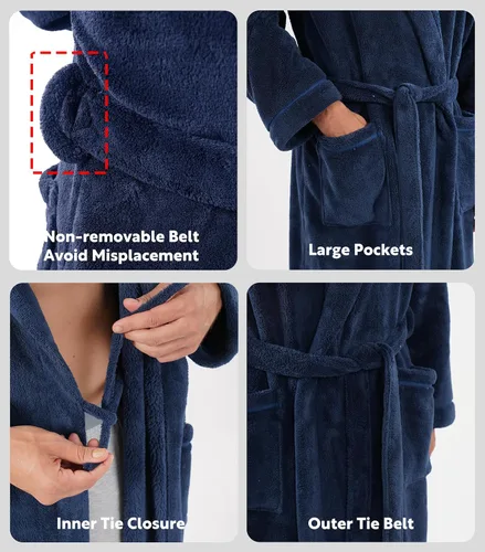 Miniatura 3 de Bata larga de vellón suave para hombre