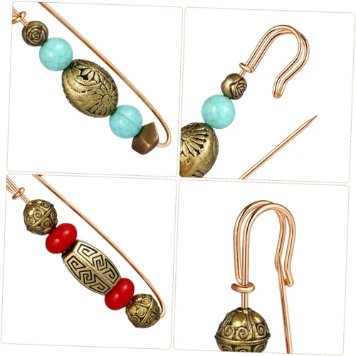 Miniatura 3 de ABOOFAN Conjunto de broche de perlas, suéter, chal, cintura, pantalones, extensor, suéter de seguridad, chal, broche vintage para mujer, ropa