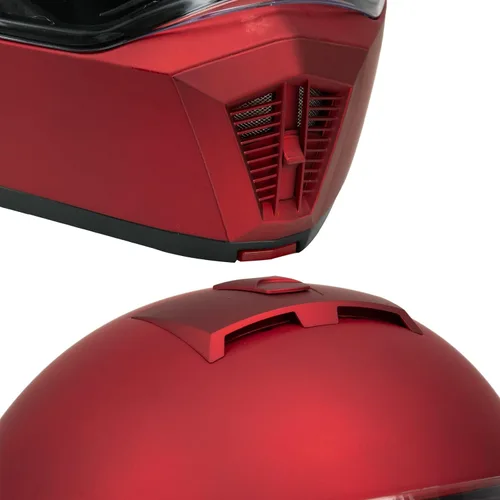 Miniatura 8 de Milwaukee Helmets MPH9827DOT Cypher - Casco modular de motocicleta avanzado rojo plano con visera abatible, pequeño