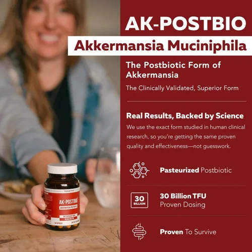 Miniatura 2 de AK-Postbio: Akkermansia Probiotic 30 mil millones de TFU - Fuerza máxima, dosis clínicamente validada y cepa patentada - Forma pasteurizada