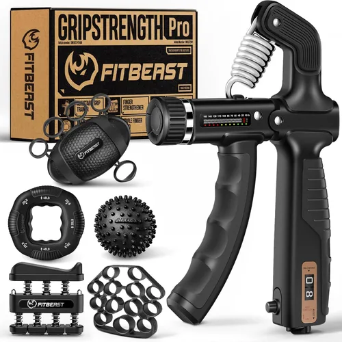 FitBeast Entrenador de fuerza de agarre, kit de fortalecimiento de agarre de mano, paquete de 6 con fortalecedor de antebrazo de resistencia