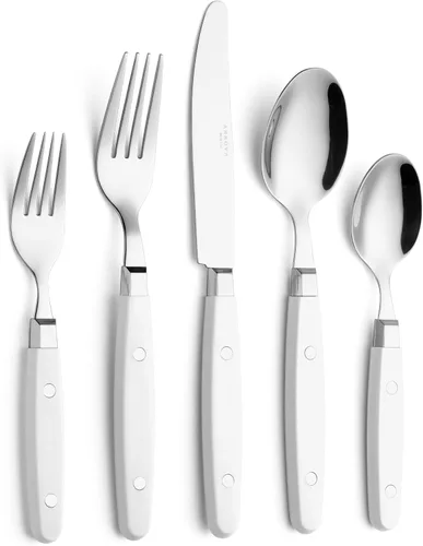 Miniatura 15 de Set de cubiertos Annova, juego retro/remachado de vajilla de acero inoxidable colorida para mesa y cocina, incluye cuchillos de cena, tenedores