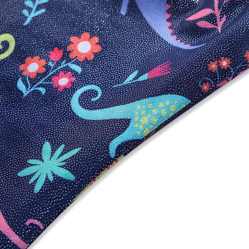 Miniatura 5 de HOZIY - Malla de gimnasia para niñas grandes y pequeñas, diseño con brillos y estampado de unicornio, aurora, arcoíris, sirena, dinosaurio
