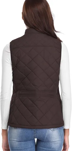 Miniatura 5 de Fuinloth - Chaleco acolchado para mujer, diseño de cuello alto, ligero, con cierre