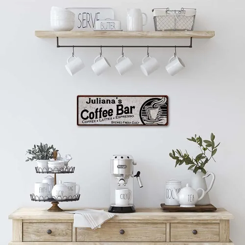 Miniatura 4 de Letrero personalizado para barra de café, decoración de pared, letreros personalizados con nombre, estación de rincón, accesorios de esquina
