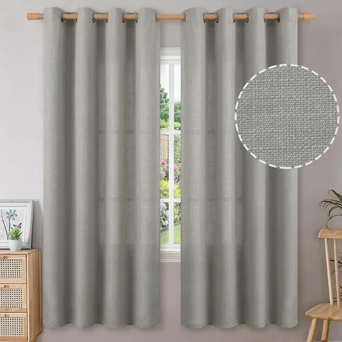 Miniatura 79 de BGment Cortinas de Lino Beige de 63 Pulgadas de Largo 2 Paneles - Tratamientos para Ventanas con Textura de Arpillera Filtrantes de Luz Cortinas