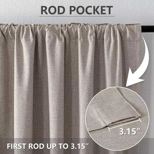 Miniatura 3 de Cortinas opacas para sala de estar, cortinas 100% opacas de 90 pulgadas de largo, juego de 2 paneles de 2 paneles, con aislamiento térmico, pestaña