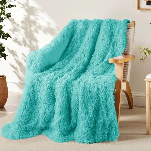 Miniatura 30 de Exclusivo Mezcla Manta de Cama Mullida de Piel Sintética Tamaño King, Mantas Reversibles Shaggy de Vellón Sherpa Teñido Tie Dye, Mantas Mullidas