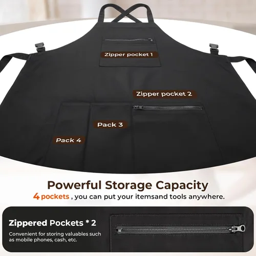 Miniatura 5 de Noverlife Hair Stylist Apron with 4 Pockets, Hair Resistant 34 Inch Long Hairdresser Aprons w/Adjustable Strap for Salon