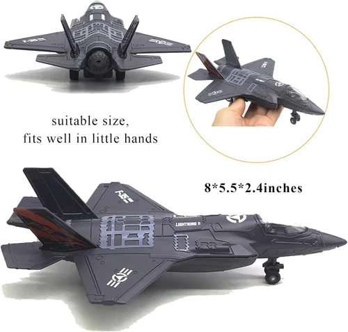 Miniatura 4 de OTONOPI Avión de Combate a Escala Militar F-35 Modelo de Avión del Ejército Fuerza Aérea de Metal Fundido con Retroceso Avión de Ataque y Bombardeo