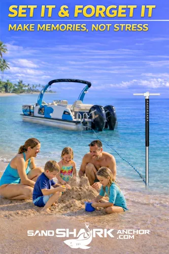 Miniatura 5 de Ancla SandShark - Ancla de tornillo premium para barco, ancla para barco de pontón, poste de ancla para agua poco profunda de acero inoxidable