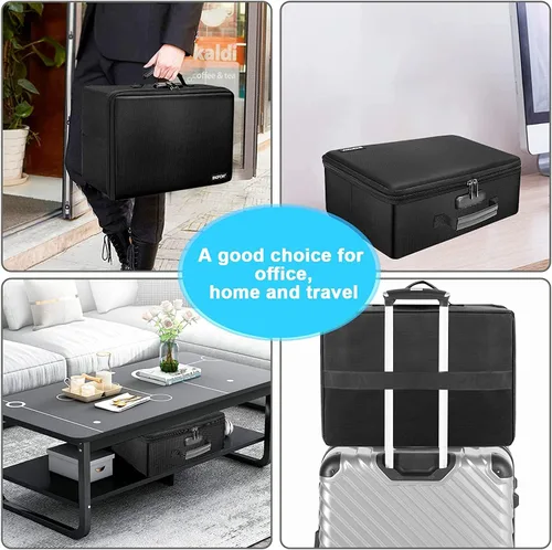 Miniatura 7 de ENGPOW Caja de almacenamiento de fotos ignífuga con 16 estuches interiores de 4 x 6 pulgadas (multicolor), organizador de fotos con cerradura