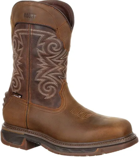 Miniatura 2 de ROCKY Botas occidentales impermeables con punta compuesta de calavera de hierro, Chocolate Marrón Medio