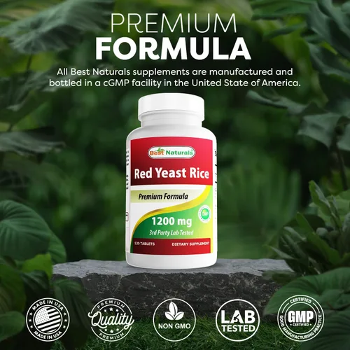 Miniatura 5 de Best Naturals Arroz de levadura roja 1200 mg (sin OGM), 120 comprimidos, no irradiado, sin citrinina