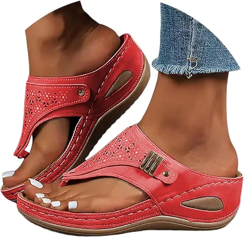 Miniatura 10 de Sandalias ortopédicas para mujer, sandalias de cuña con soporte de arco, sandalias de playa cómodas y elegantes para el verano 2025