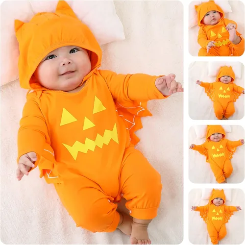 Miniatura 3 de Unutiylo Disfraz gótico de Halloween para bebé, disfraz de calabaza, murciélago, vampiro, cosplay, enterizo personalizado para bebé niño