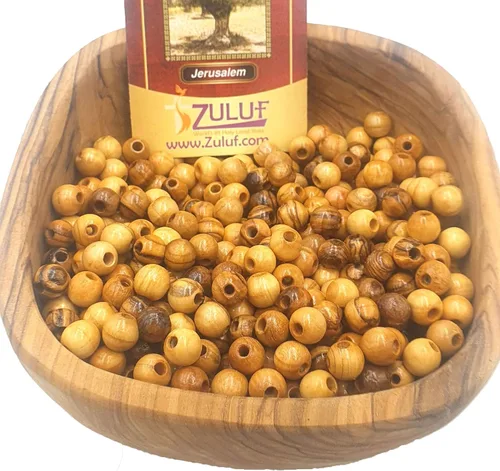 Miniatura 10 de ZULUF Cuentas de madera de olivo de 0.315 in de Jerusalén – Cuentas de madera redondas naturales para la fabricación de joyas (60 unidades) a granel