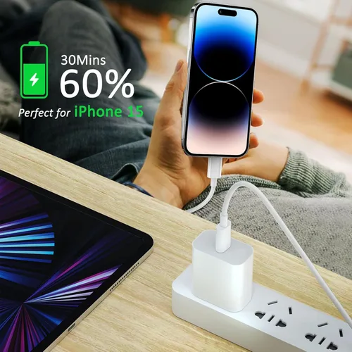 Miniatura 3 de Paquete de 2 cables de carga USB C a USB C de 3 pies y 60 W, cable de carga rápida tipo C a tipo C, para iPhone 16 E/17/Air/15/Pro/Plus/Pro Max