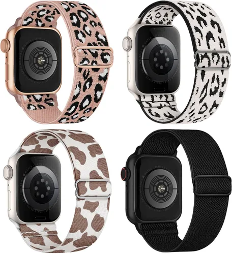 Miniatura 36 de Paquete de 4 correas elásticas Solo Loop compatibles con Apple Watch de 1.496 pulgadas, 1.575 pulgadas, 1.614 pulgadas, 1.654 pulgadas, 1.732