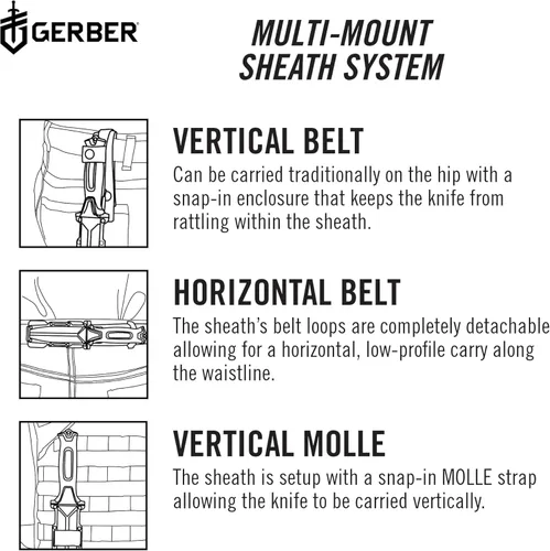Miniatura 6 de Gerber Gear StrongArm - Cuchilla fija, cuchillo de espiga completa, cuchillo de campamento con múltiples opciones de transporte, fabricado