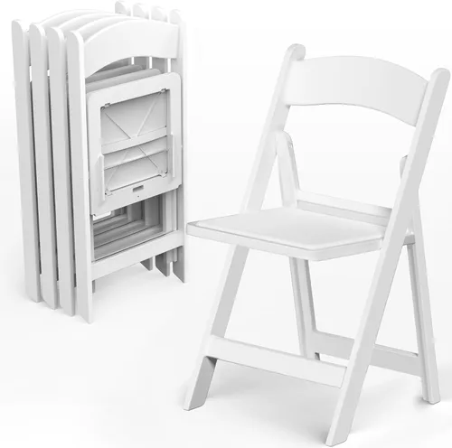 Miniatura 9 de Allpop Paquete de 4 sillas plegables de resina con asiento acolchado de vinilo, capacidad de 550 libras, juego de sillas comerciales para fiestas