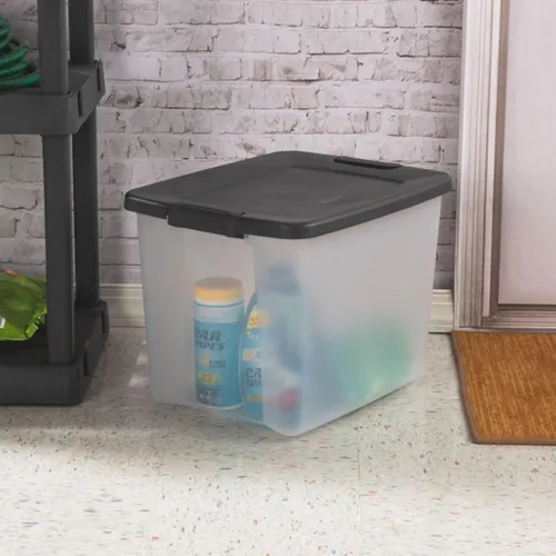 Miniatura 6 de Sterilite Paquete de 24 contenedores de almacenamiento de plástico transparente con tapas, 50 cuartos de galón, color gris, cajas organizadoras