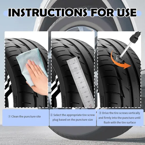 Miniatura 6 de 100PCS Tire Plugs Kit,Professional Tire Repair Rubber Nail Kit with 3 Sizes for Car/SUV/Truck Emergency Repair,Fast Self-Service Screw in Tires