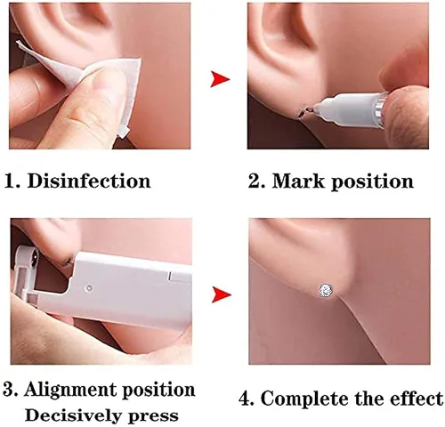 Miniatura 6 de Lishae 2 Pack Self Ear Piercing Gun Disposable Self Ear Piercing Kit Safety Ear Piercing Gun Kit Tool with Earring Studs