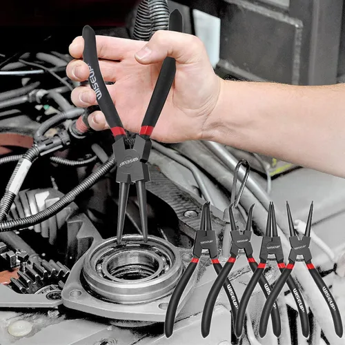 Miniatura 7 de WISEUP Juego de alicates de anillo a presión, 4 piezas de 7 pulgadas, kit de alicates de circlip interno/externo de 7 pulgadas, puntas de mandíbula