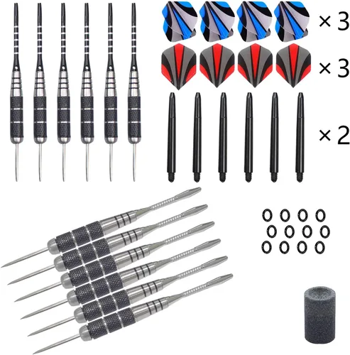 Miniatura 2 de WINSDART Steel Tip Darts 12 Pack Set with Nonslip Iron Barrel Aluminum Dart Shafts and Flights Darts Sharpener an Gift Box DARTS-B